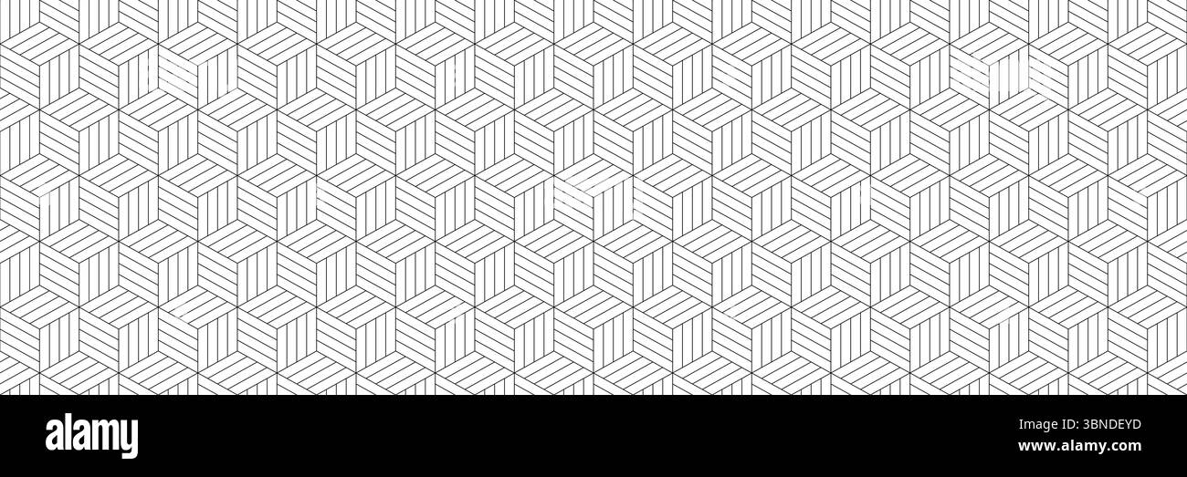 conception hexagonale noire et blanche géométrique de contour horizontal sans couture pour le motif et l'arrière-plan. Illustration de Vecteur