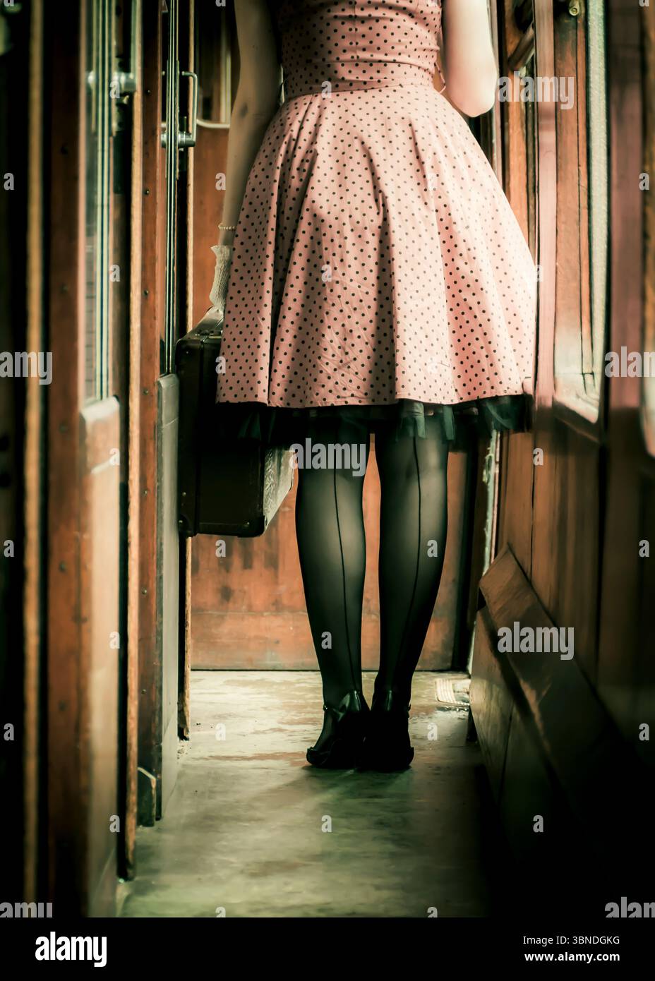Bas Femme Vintage Braunda Années 50 - Bronzé Et Noir - Genou Haut - Taille Unique