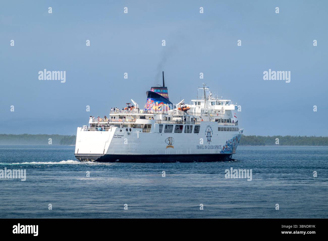 Mme Chi-Cheemaun ferry Owen Sound Transportation Company A Crown Corporation Ontario Government, Tobermory Ontario, Canada, photo stock Banque D'Images