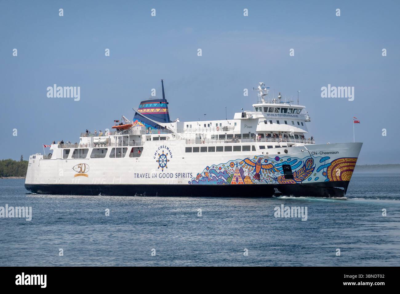 Mme Chi-Cheemaun ferry Owen Sound Transportation Company A Crown Corporation Ontario Government, Tobermory Ontario, Canada, photo stock Banque D'Images