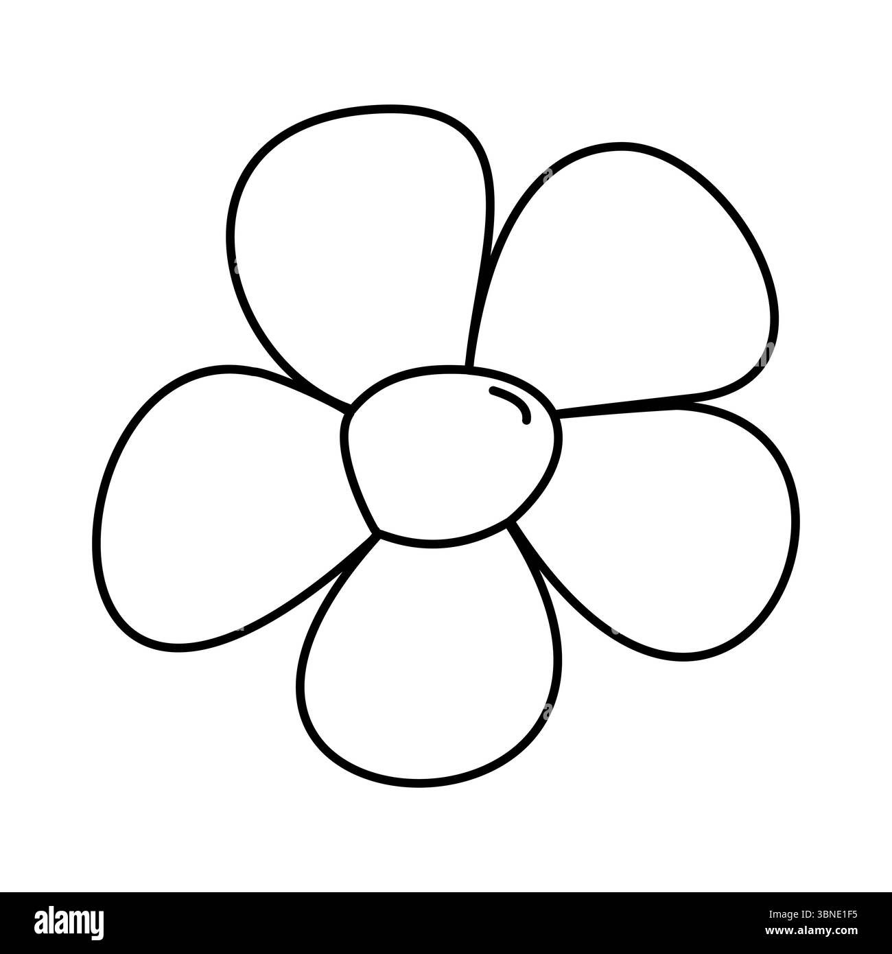Fleur isolée sur fond blanc. Illustration graphique vectorielle dessinée à la main. Griffonner. Modèle pour cartes, logotype, décorations simples, mignon Illustration de Vecteur