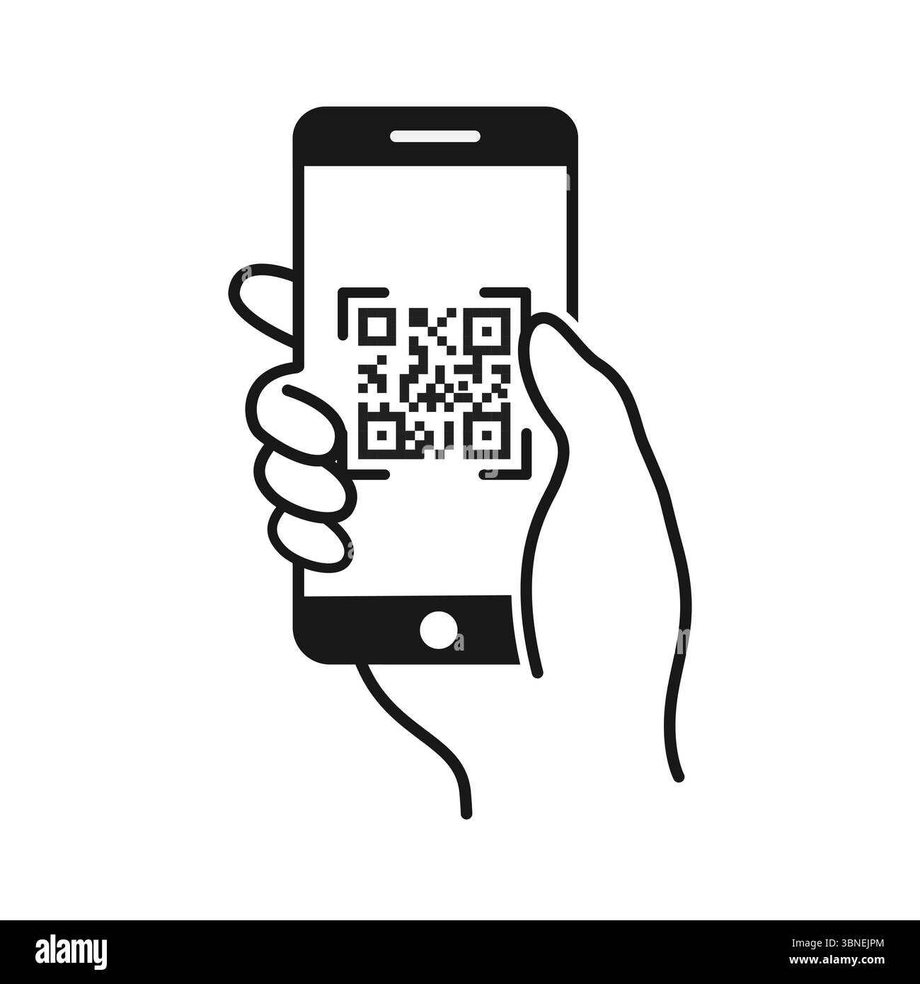 'Icônes de lecture de code QR - smartphone, Scan me Text et QR Code Designs' Illustration de Vecteur