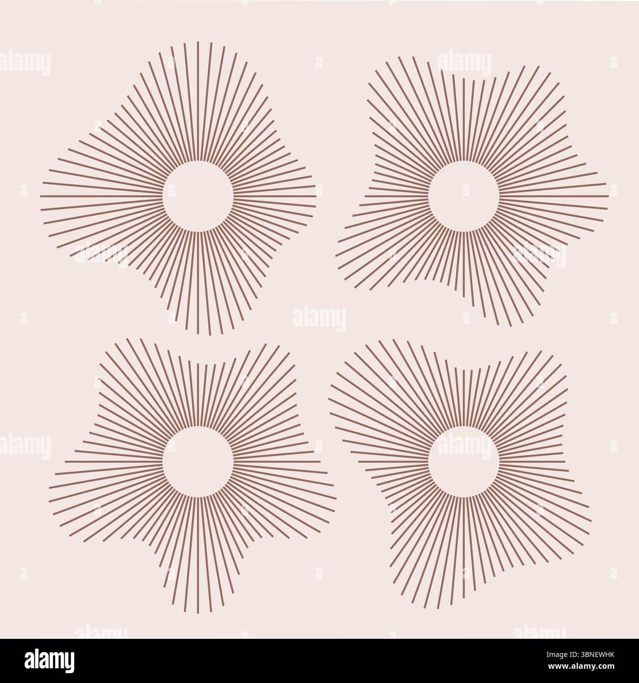 Ondes sonores d'amplitude acoustique, voix, symboles musicaux. Formes de spectre radial rond vectoriel, cadres. Illustration de Vecteur