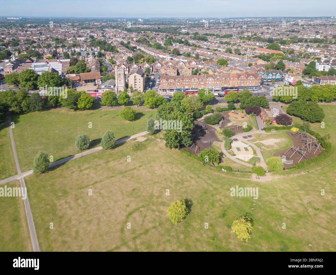 vue aérienne de streatham commun un grand espace ouvert public dans le quartier londonien de lambeth Banque D'Images