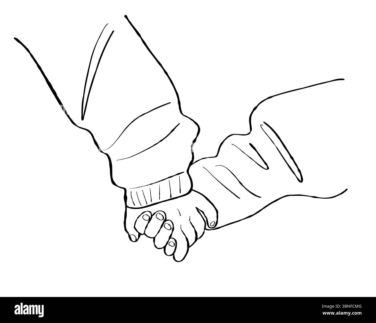 Illustration de dessin animé montrant un frère tenant sa sœur par la main. Une représentation chaleureuse de la connexion fraternelle, des soins et des moments d'enfance partagés Banque D'Images