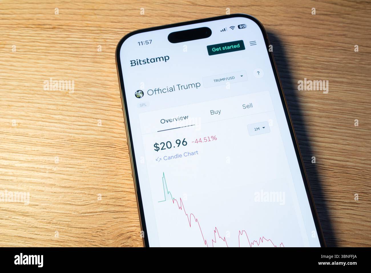 Ostrava, Tchéquie - 19 janvier 2025 : site Bitstamp avec le prix officiel de la crypto-monnaie TrumpCoin TRUMP Banque D'Images