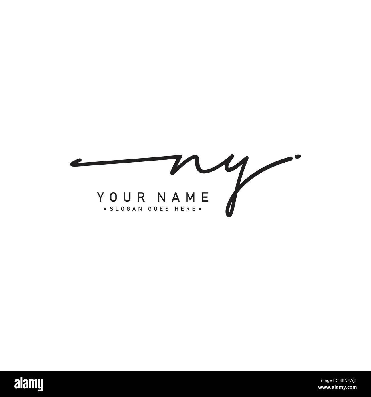 Logo de signature simple NY - modèle vectoriel manuscrit pour les logos N et Y Illustration de Vecteur