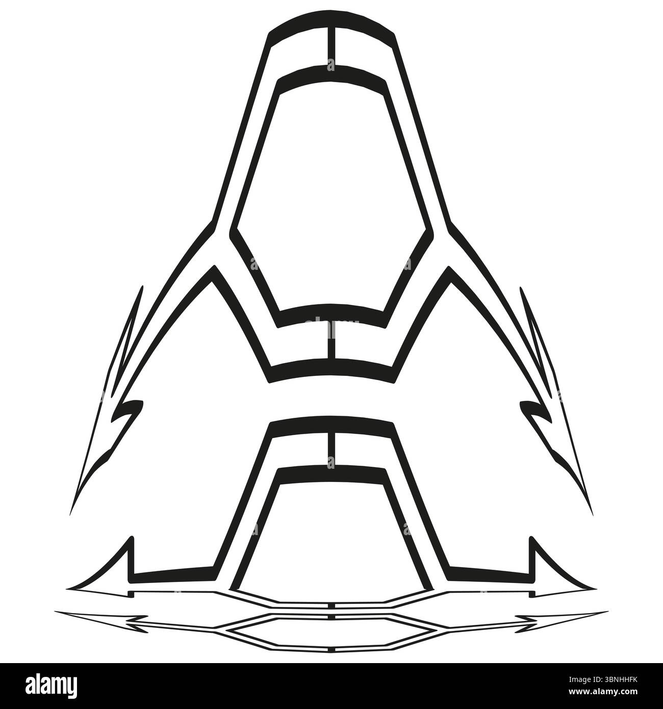 Icône de fusée futuriste. Contour angulaire du vaisseau spatial. Vecteur technique minimal. Sur fond blanc. Illustration de Vecteur