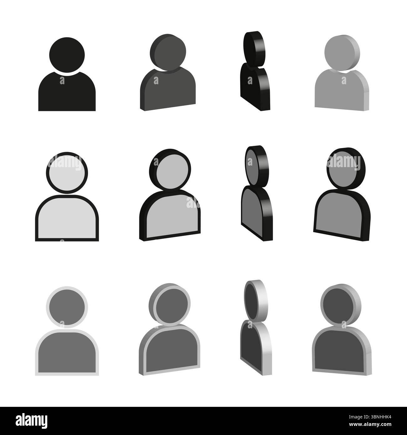 Icônes d'avatar de personnes. Profil utilisateur défini. Vecteur de groupe de silhouettes. Conception de l'identité sociale. Illustration de Vecteur