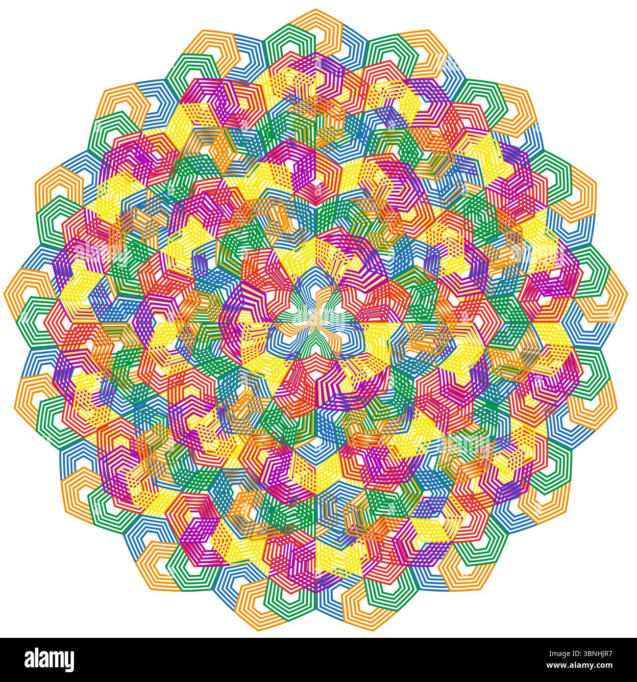 Icône de rosette chromatique. Fleur de ruban enchevêtré. Vecteur arc-en-ciel animé. Tapisserie en boucle vibrante. Illustration de Vecteur