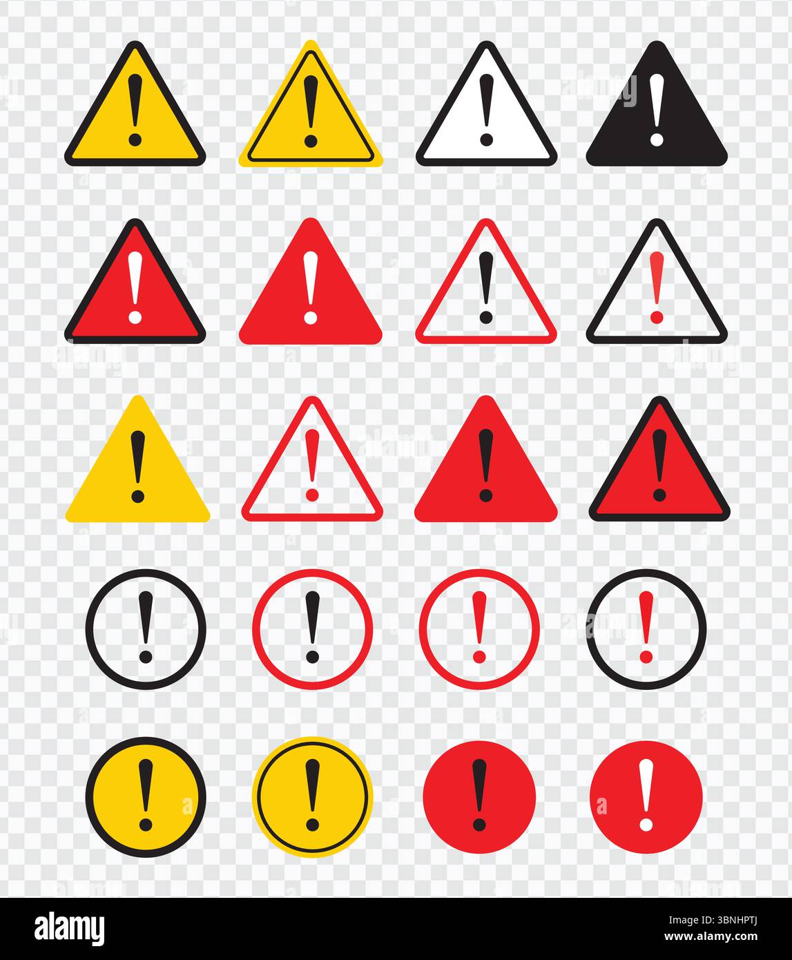 'Collection de symboles triangulaires et circulaires d'avertissement et d'attention' Illustration de Vecteur