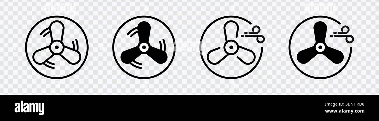 « Collection d'icônes de ventilateur - lames et conceptions circulaires pour le refroidissement et la circulation de l'air » Illustration de Vecteur