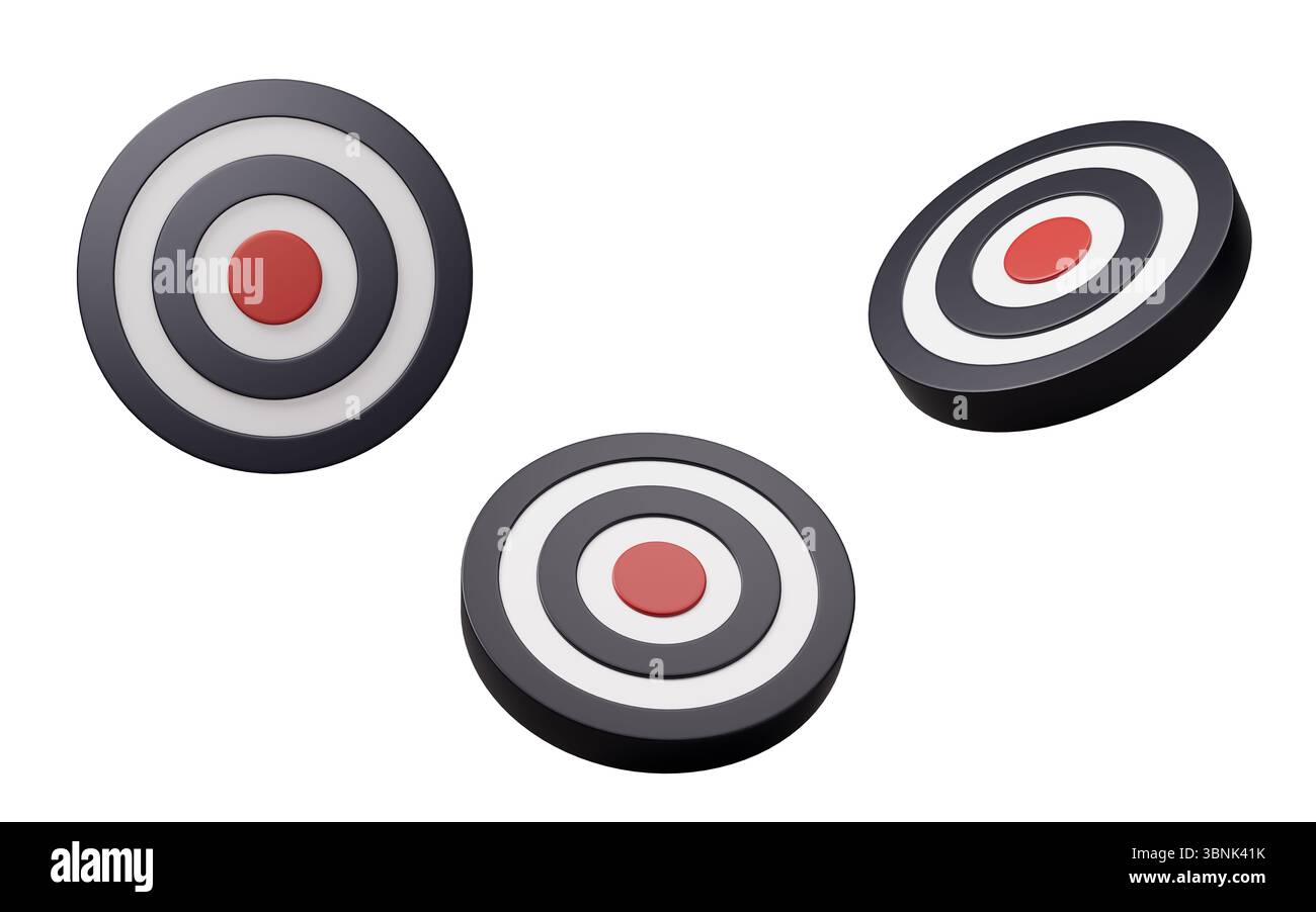 Centre cible avec concept de cible d'entreprise, rendu 3D. Illustration 3D. Banque D'Images