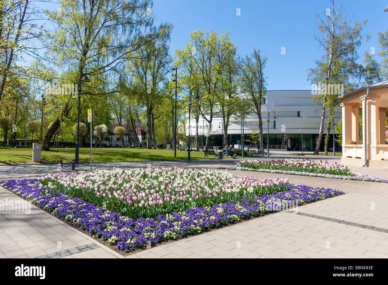 Palanga concert Hall (Palangos koncertų salė) et jardins, Vytauto g, Palanga, comté de Klaipėda, République de Lituanie Banque D'Images
