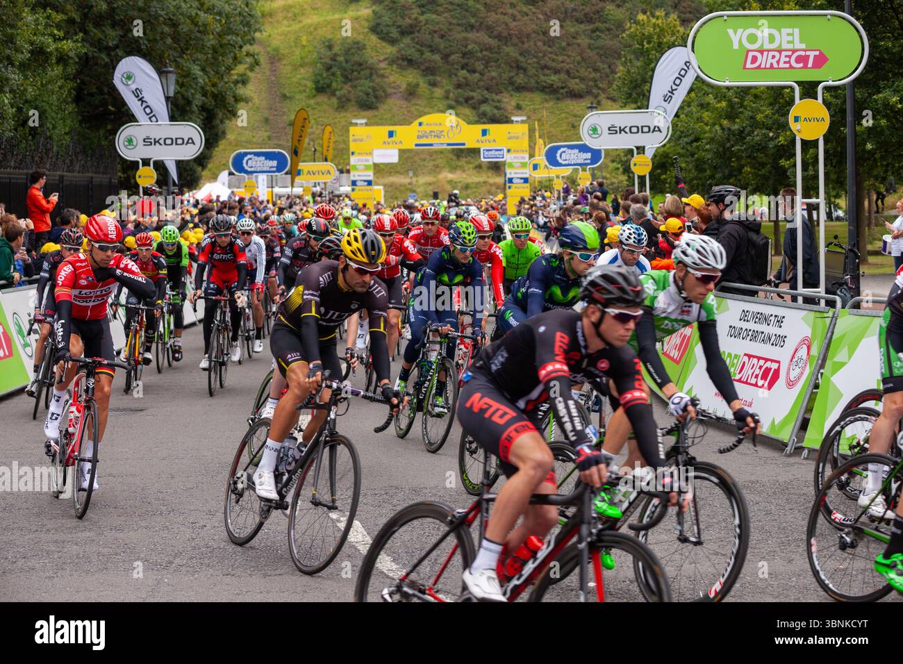 Le Tour de Grande-Bretagne 2015 commence à Holyrood Park, Édimbourg, Écosse Banque D'Images