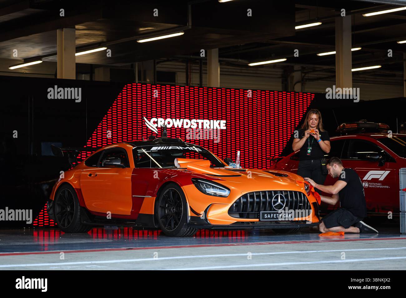 FIA Mercedes-AMG GT Black Series Safety car lors du Grand Prix de Grande-Bretagne de formule 1 Qatar Airways 2025, 12ème manche du Championnat du monde de formule 1 FIA 2025 du 4 au 6 juillet 2025 sur le circuit de Silverstone, à Silverstone, au Royaume-Uni Banque D'Images