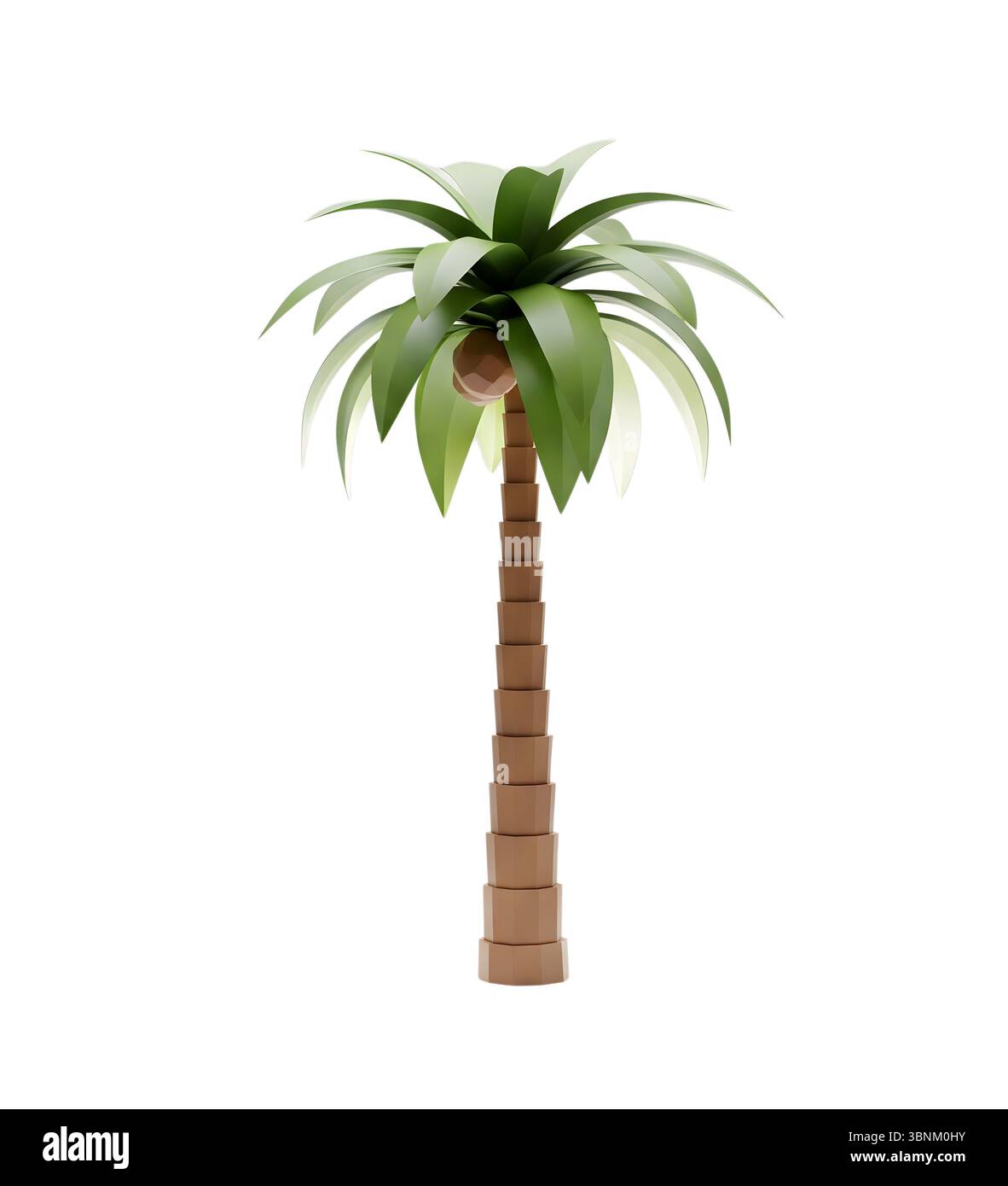 Rendu 3D minimaliste du cocotier dans un rendu doux et lisse Banque D'Images
