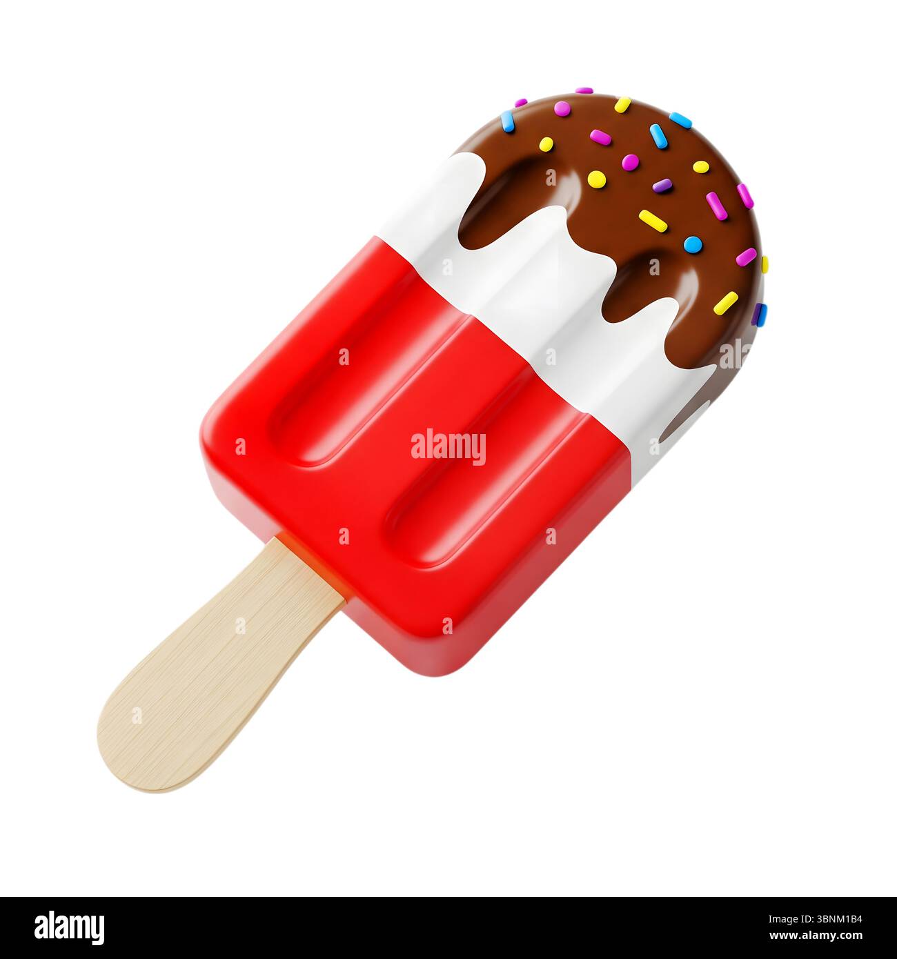 Glace stick rendu 3D minimaliste dans un rendu doux et lisse Banque D'Images