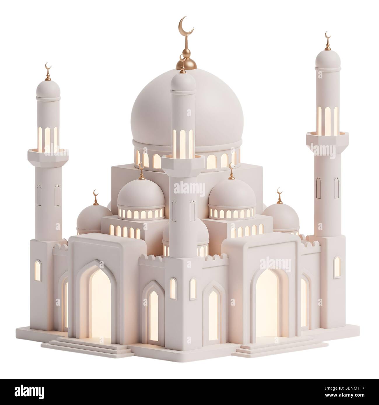 mosquée rendu 3D minimaliste dans un rendu doux et lisse Banque D'Images