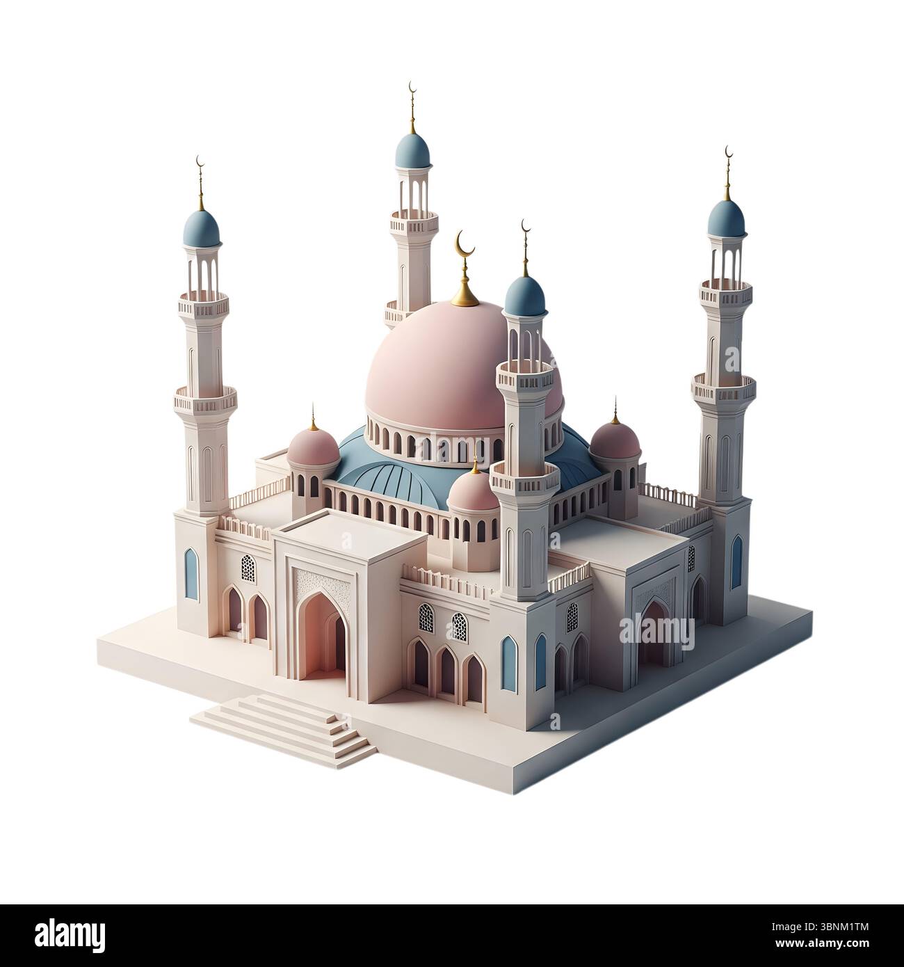 mosquée rendu 3D minimaliste dans un rendu doux et lisse Banque D'Images