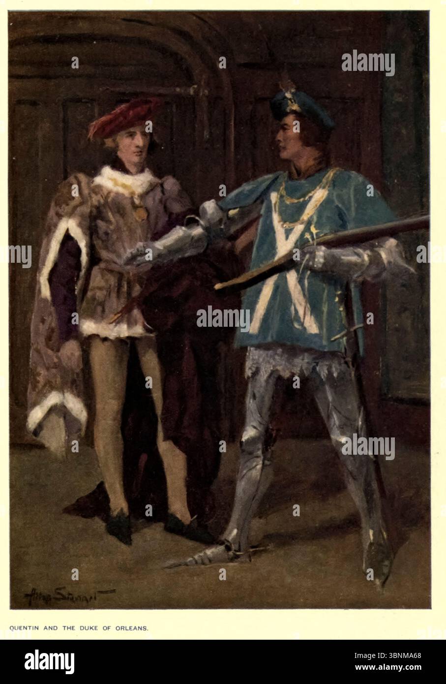 Quentin est venu très près de perdre la faveur du roi en laissant entrer le duc d'Orléans des aventures Red Cap ; étant la deuxième série de contes Red Cap volés dans le coffre au trésor du Magicien du Nord, dont le vol est humblement reconnu par Crockett, S. R. (Samuel Rutherford), 1860-1914, Scott, Walter, Sir, 1771-1832 publié à New York en 1908 Banque D'Images