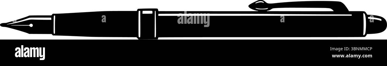 Illustration vectorielle de stylo plume silhouette noire et blanche, outil d'écriture à l'encre vintage avec pointe et clip, dessin de papeterie classique Illustration de Vecteur Illustration vectorielle de stylo plume silhouette noire et blanche, outil d'écriture à l'encre vintage avec pointe et clip, dessin de papeterie classique Illustration de Vecteur