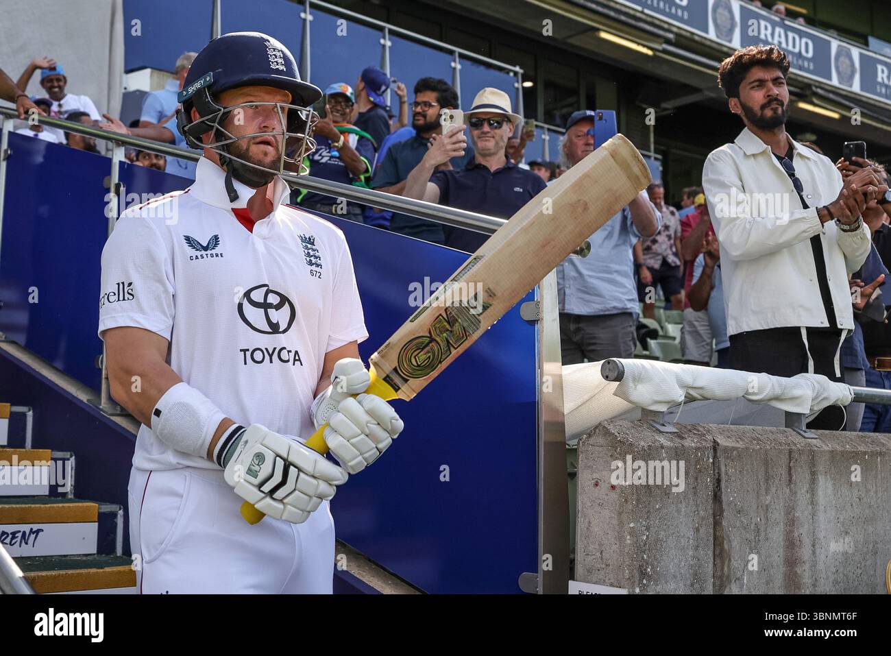 Birmingham, Royaume-Uni. 03 juillet 2025. Ben Duckett, de l'Angleterre, s'apprête à ouvrir le batteur lors du 2ème Rothesay test match jour 2 Angleterre vs Inde à Edgbaston, Birmingham, Royaume-Uni, le 3 juillet 2025 (photo par Mark Cosgrove/News images) à Birmingham, Royaume-Uni le 7/3/2025. (Photo de Mark Cosgrove/News images/SIPA USA) crédit : SIPA USA/Alamy Live News Banque D'Images