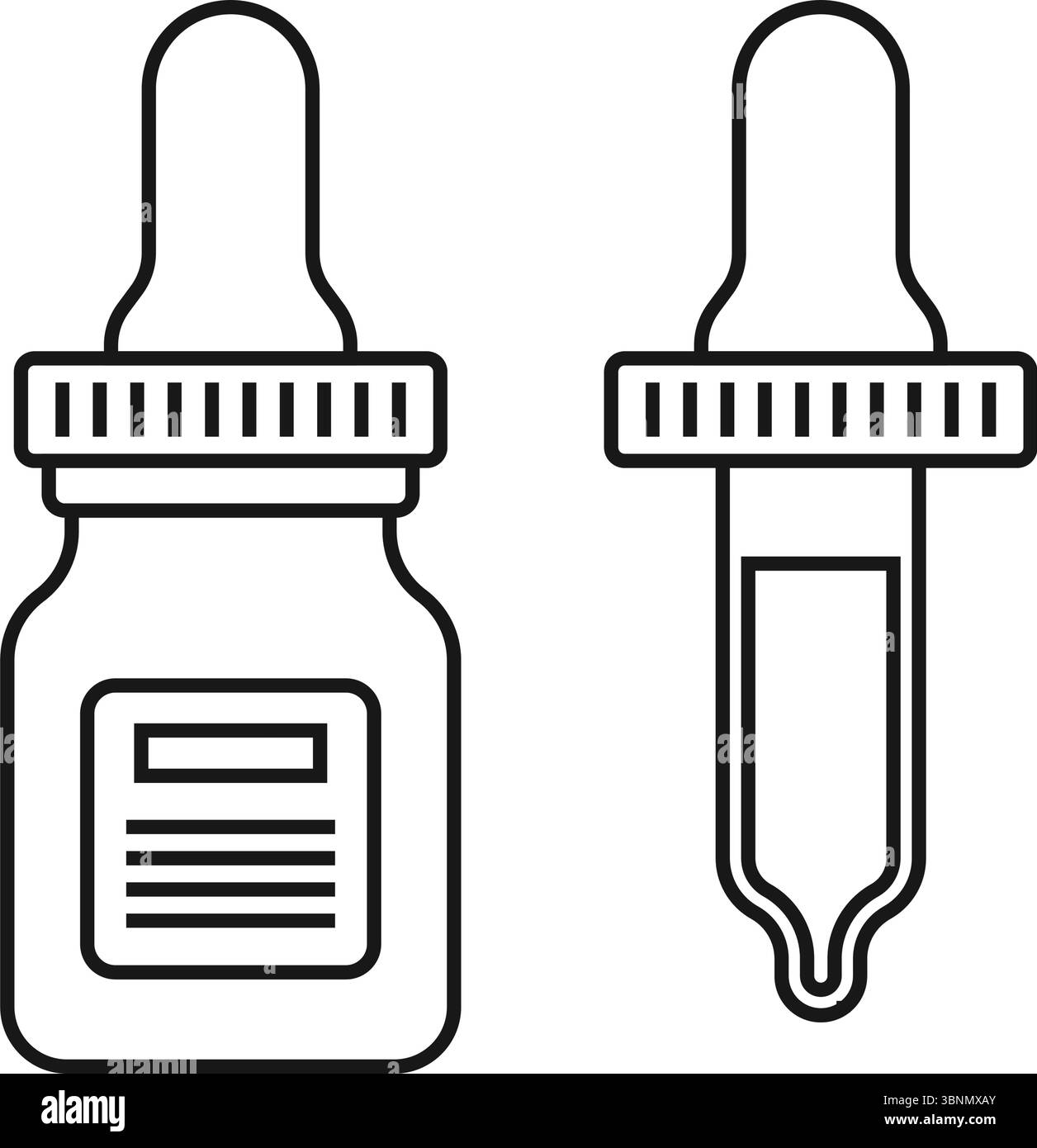 Pipette avec icône de goutte d'huile dans un style plat. Illustration vectorielle de bouteille compte-gouttes sur fond isolé. Concept commercial de signe de tube médical. Illustration de Vecteur