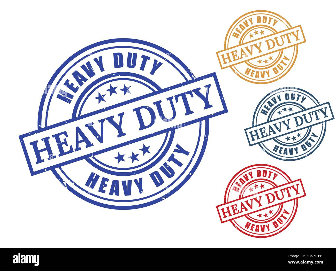 Heavy Duty Stamp Graphics Bleu Rouge Or gris variations Illustration de Vecteur