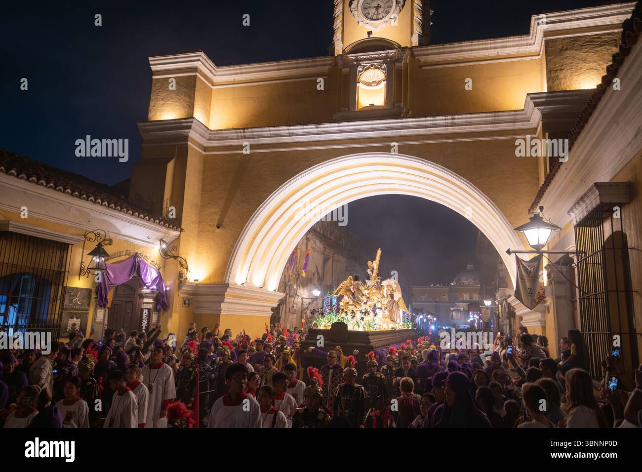 Semana Santa en el Arco de Santa Catalina en la Antigua Guatemala célébrations de la semaine Sainte à l'Arche de Santa Catalina à Antigua Guatemala Banque D'Images