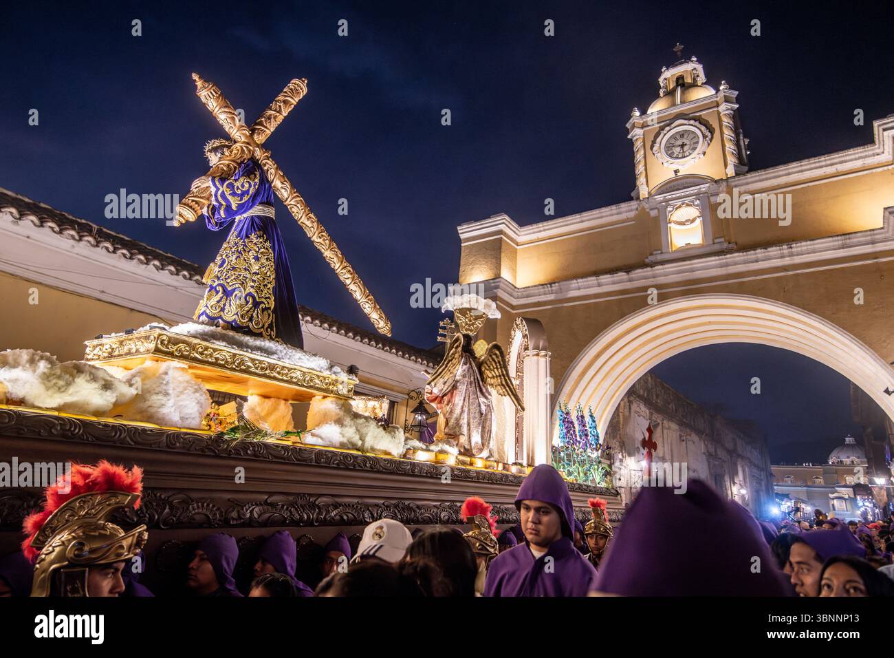 Semana Santa en el Arco de Santa Catalina en la Antigua Guatemala célébrations de la semaine Sainte à l'Arche de Santa Catalina à Antigua Guatemala Banque D'Images