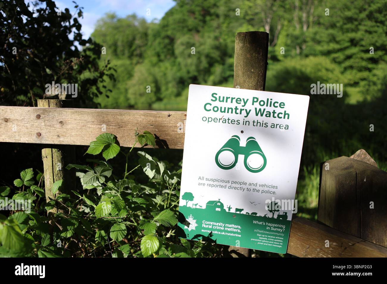 Surrey police Country Watch programme de surveillance de la criminalité rurale Banque D'Images