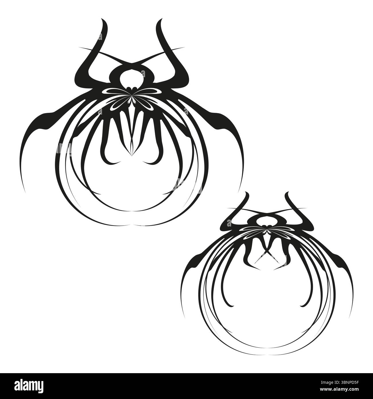 Formes abstraites d'araignée. Motif de créature d'insecte. Eléments stylisés en arachnide. Illustration vectorielle. Illustration de Vecteur