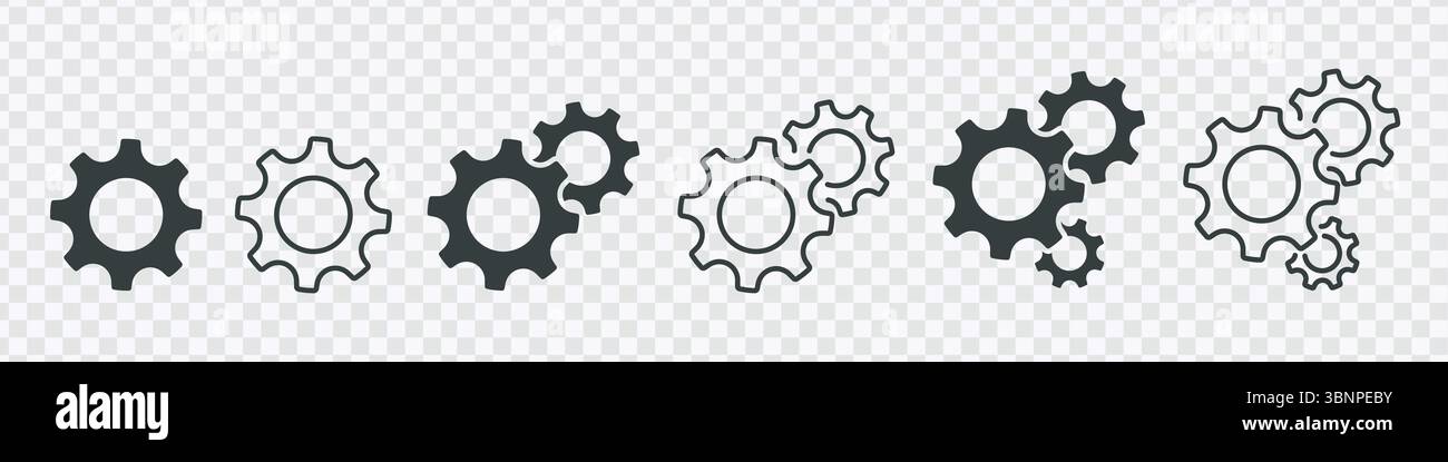 'Icônes d'engrenage - mécanisme, conception industrielle, ingénierie, système' Illustration de Vecteur