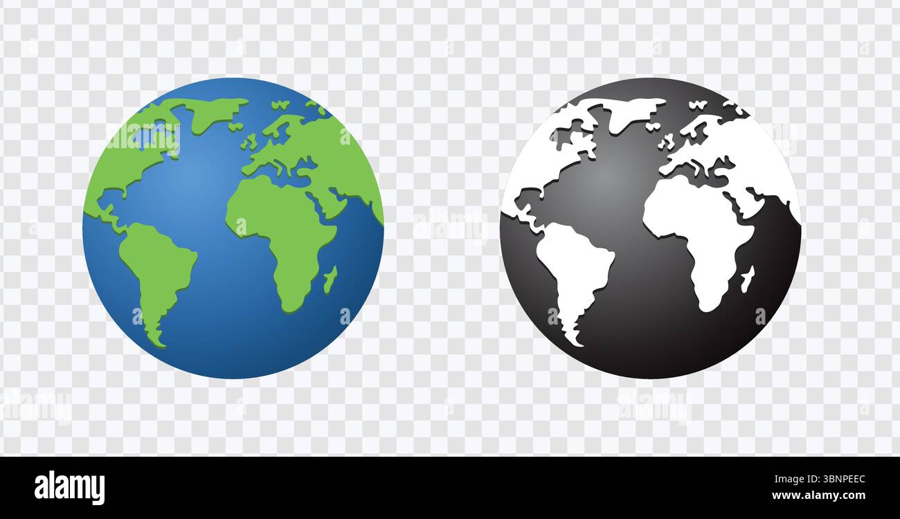 Icônes Earth Globe en couleur et noir et blanc Illustration de Vecteur