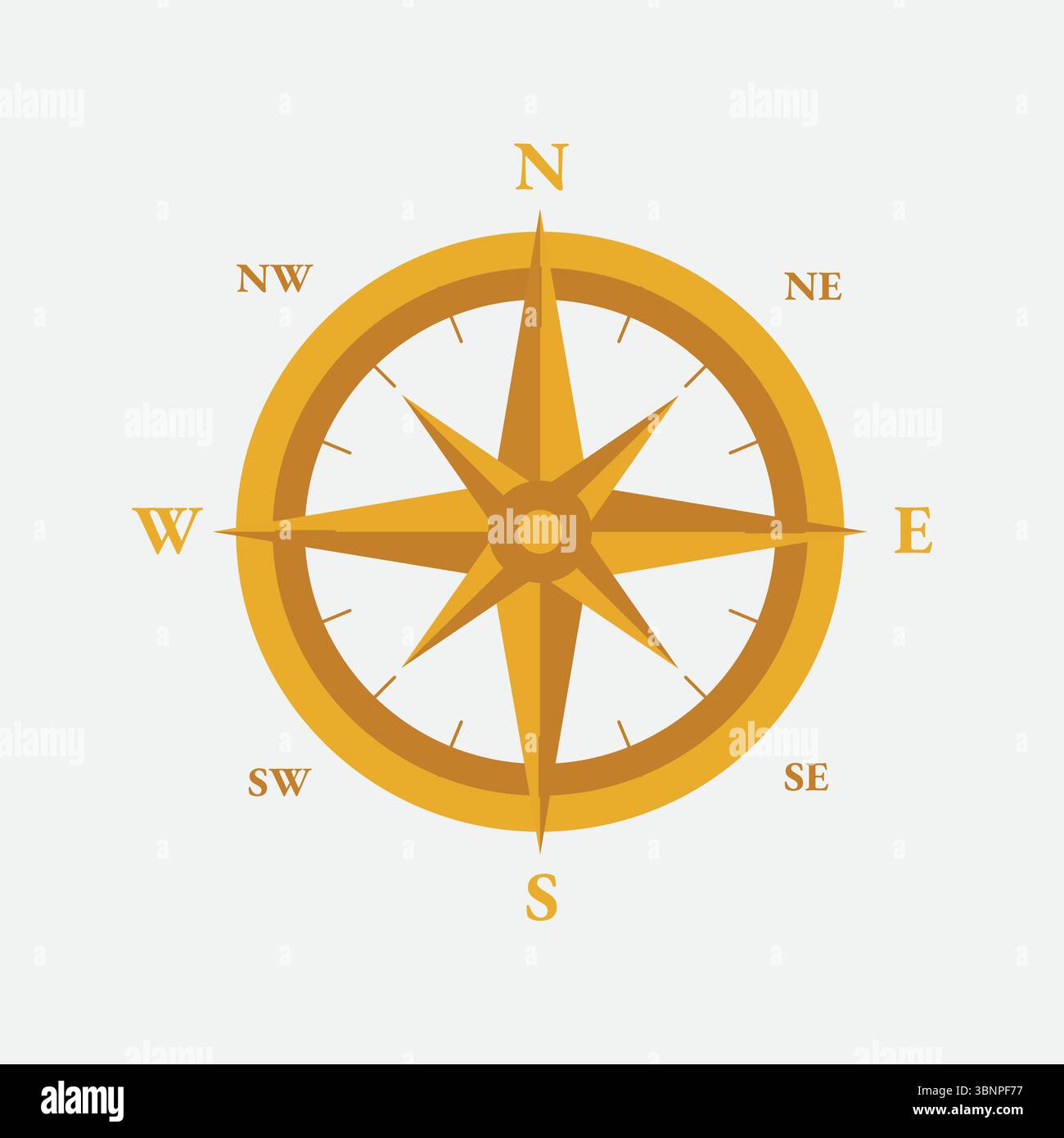 Conception vectorielle Rose de boussole dorée Illustration de Vecteur