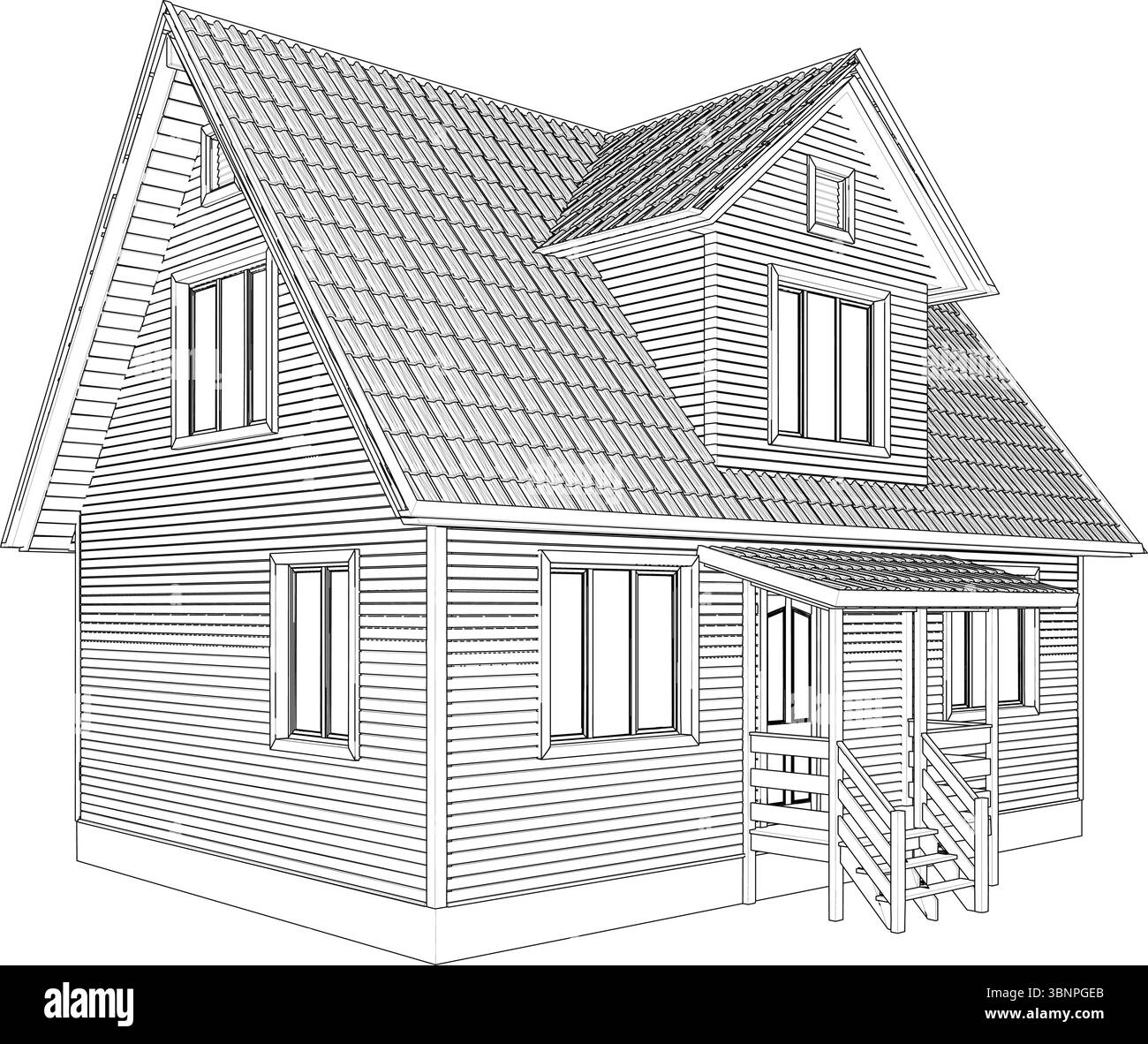 Ancien vecteur de maison en bois antique. Une illustration d'une vieille maison résidentielle rétro vintage isolée sur Un fond blanc. Illustration de Vecteur