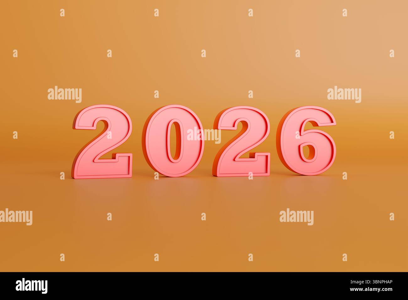 L'année 2026 en chiffres solides. Illustration 3D. Banque D'Images