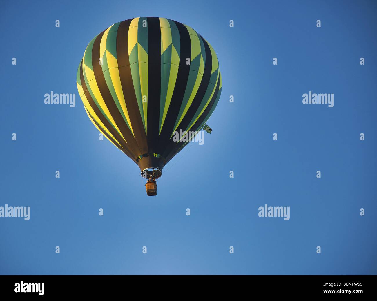 Vue sur de nombreux ballons à air chaud se préparer à partir pour un festival de montgolfières tôt le matin Banque D'Images