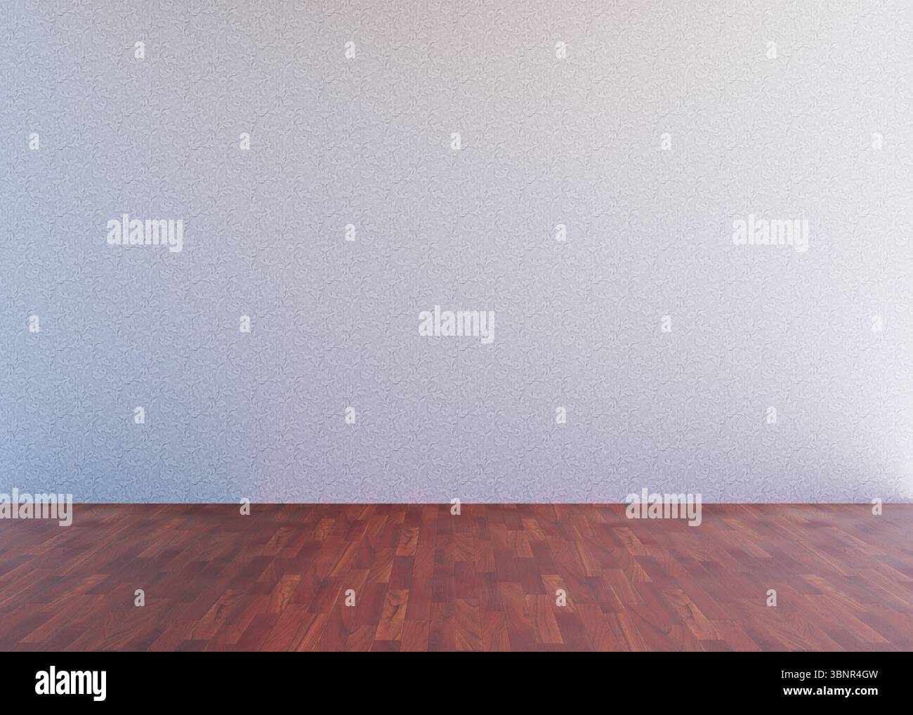 La pièce vide affiche un intérieur design plat avec un mur blanc cassé et un plancher en bois poli Banque D'Images