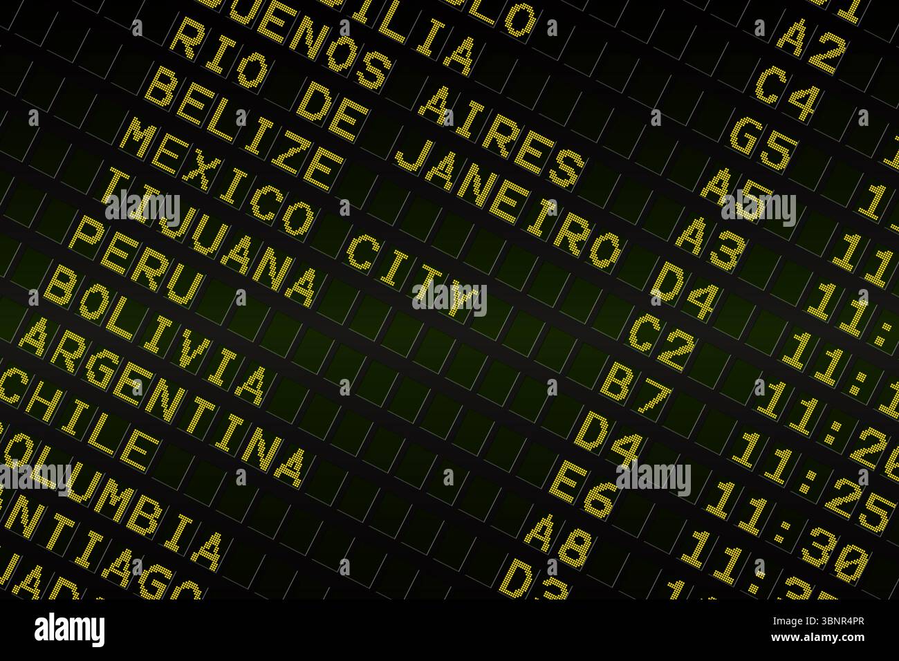 Les départs de l'aéroport noir board pour l'Amérique du Sud Banque D'Images
