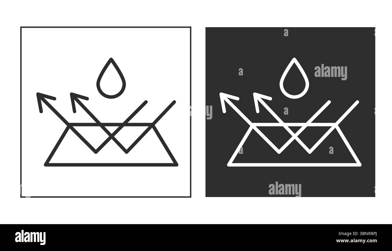 Imperméable icône protection de l'eau, protection de surface contre le liquide. Flèche de ligne et goutte d'eau. Symbole de protection contre les intempéries Matériau imperméable. Défense résistante simple. Illustration vectorielle Illustration de Vecteur