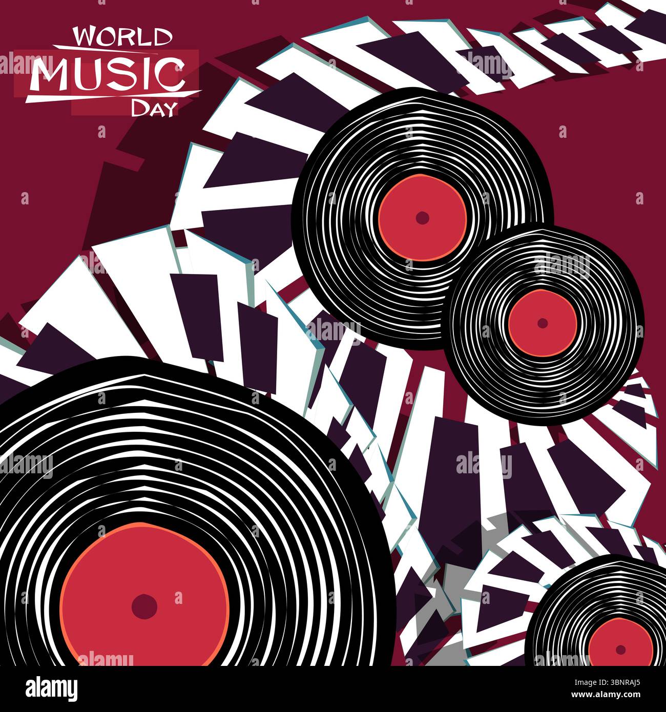 Conception du concept de la Journée mondiale de la musique, le 21 juin. Affiche, carte, invention pour des vacances de musique, festival musical, journée du piano, musique classique ou fête du jazz Illustration de Vecteur