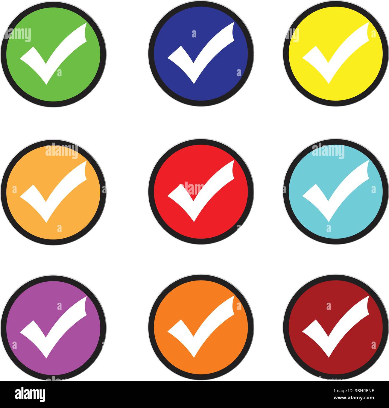 Icônes de bouton de coche verte – vecteur de symboles d'approbation, de confirmation et de réussite Illustration de Vecteur