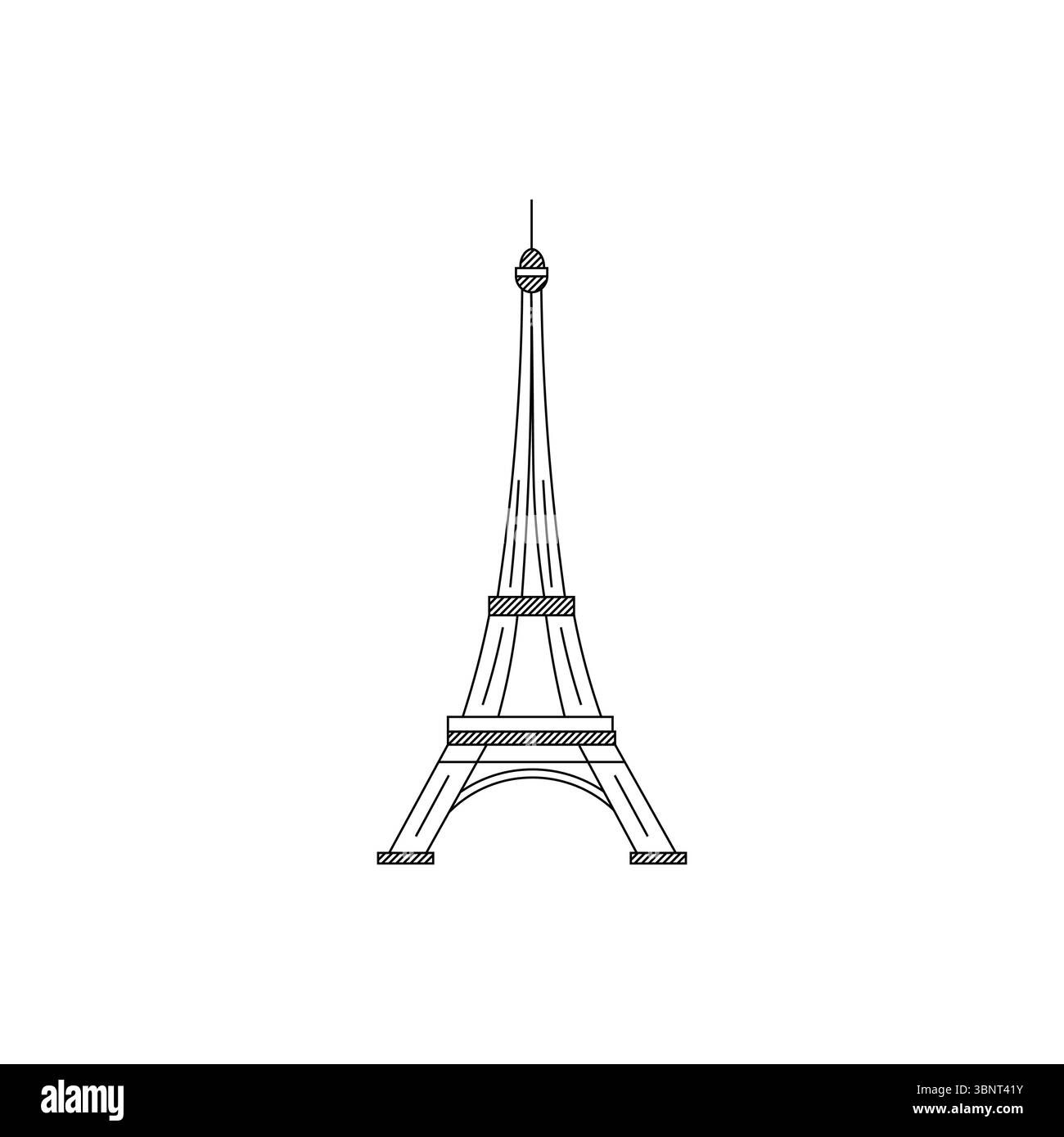 Un contour vectoriel simple de la Tour Eiffel, symbole emblématique de Paris et parfait pour les voyages et les designs sur le thème de la France. Illustration de Vecteur