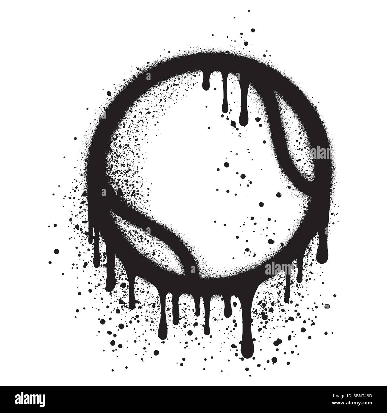 balle de tennis dans un style graffiti urbain avec peinture en aérosol noire. illustration vectorielle. Illustration de Vecteur