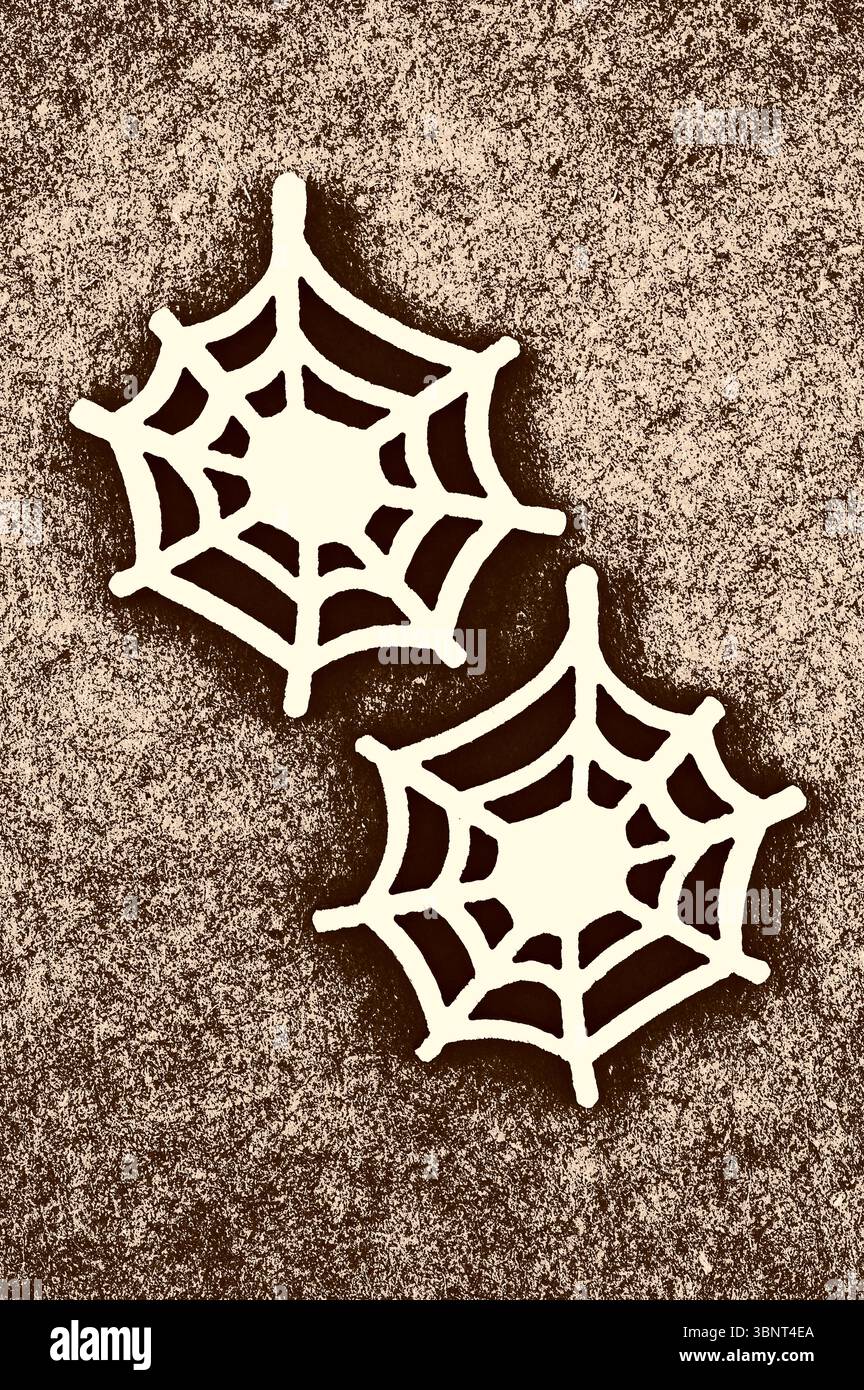 Image graphique sépia de deux modèles de toiles d'araignées d'Halloween Banque D'Images Image graphique sépia de deux modèles de toiles d'araignées d'Halloween Banque D'Images