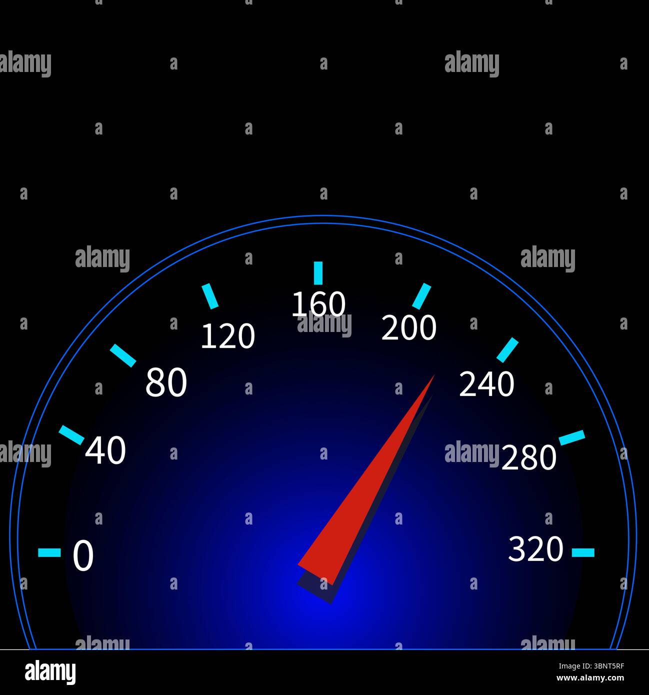 Cadran de compteur de vitesse de voiture. Indicateur de vitesse pour véhicule. Affichage de l'indicateur de conduite. Elément de tableau de bord vectoriel. Illustration de Vecteur