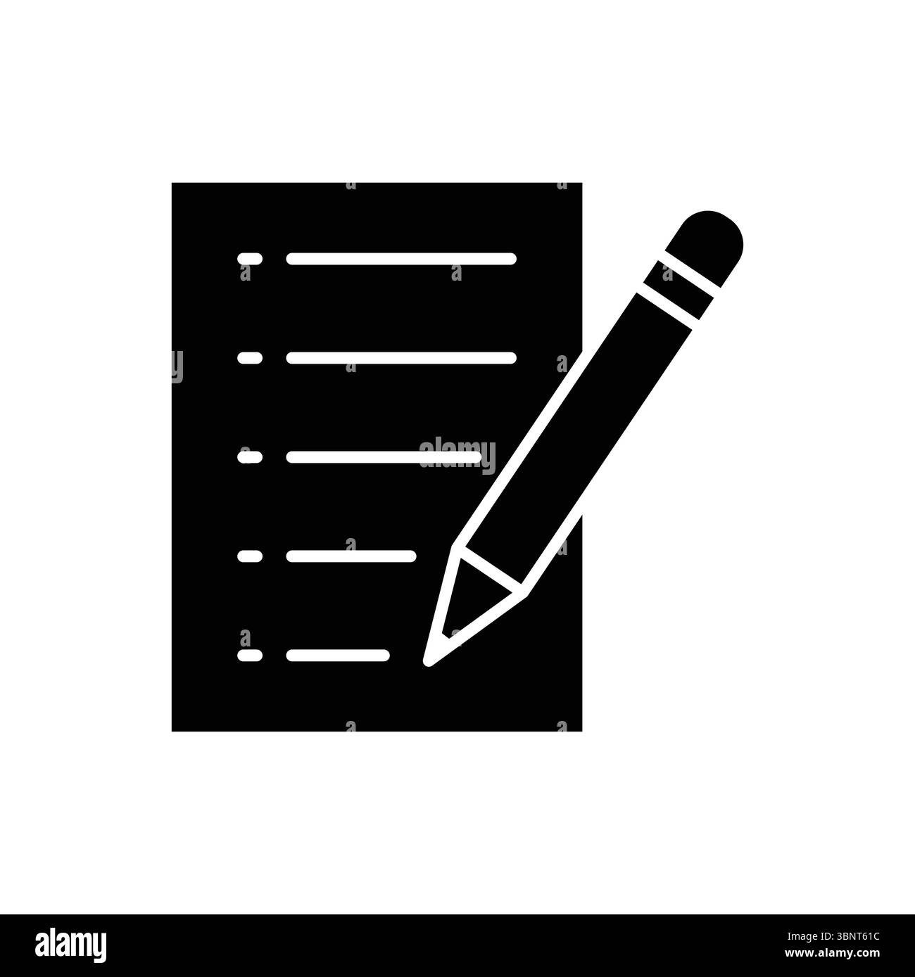 Une silhouette audacieuse d'un document avec un crayon, parfait pour transmettre l'écriture, l'édition ou la création de contenu. Illustration de Vecteur