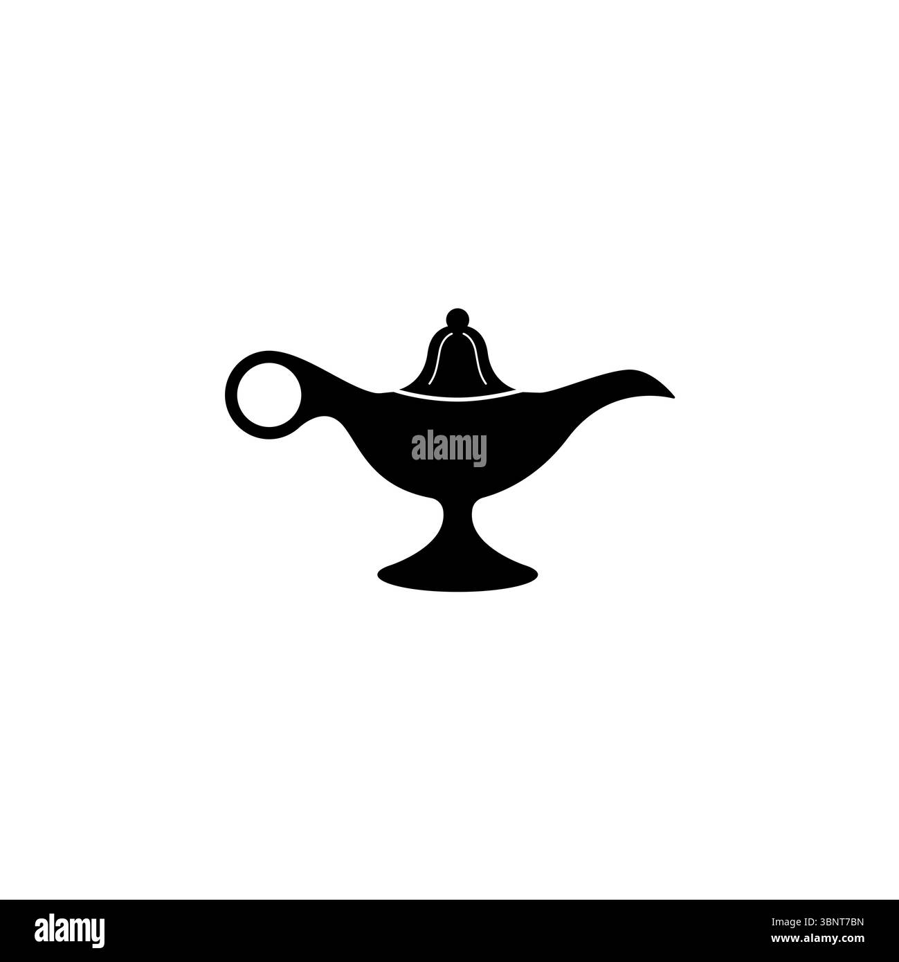 Lampe à huile magique arabe, vecteur de lanterne de génie icône solide de vecteur plat isolé sur fond blanc. Illustration de Vecteur